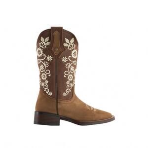 NEW FORASTERO women's authentic leather flowers embroidery western boots in brow